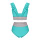 thumbnail image 5 of Traje de baño de bikini de verano para mujer, de color liso, con cojín en el pecho y sin soporte de acero, sin espalda, con tirantes, de nailon., 5 of 7