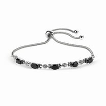 Spinel Black Bracelet in Stainless Steel - Charm Bracelets for Women - Unique Promise Birthday Christmas Gifts for Her Size - 10.5 Inches