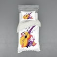 thumbnail image 2 of Ambesonne Music Bedding Set 4 Pcs, Guitarist Performing, Queen, Mustard and Multicolor, 2 of 3