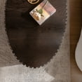 thumbnail image 5 of 43.3" Oval Coffee Table with Handcrafted Relief, Sturdy Pedestal Wooden Olive-Shaped Tea Table, Circle Fluted Drum Coffee Table for Apartment Living Room, Walnut+Black, 5 of 5