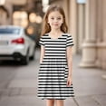 thumbnail image 5 of Lumtrix Girls Short Sleeve Boho Polka Dot A-Line Dress with Pockets Summer Casual Lightweight Sundress for 3-14 Years Gray 150, 5 of 8