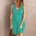 thumbnail image 2 of BLVB Sundresses for Women 2025 Sleeveless V Neck Button down Tank Dress Casual Loose Summer Beach Dress, 2 of 7