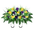 thumbnail image 2 of Artificial Cemetery Flower Saddle - Non-Fading Saddle-Shaped Decoration for Headstones, Gravesite Memorials, and Outdoor Use, 2 of 9