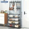 thumbnail image 4 of 1pc Free Standing Entrance Coat Rack with 8 Double Hooks and 5 Storage Shelves - Perfect for Living Room, Bathroom, and Hallway Organization, 4 of 4