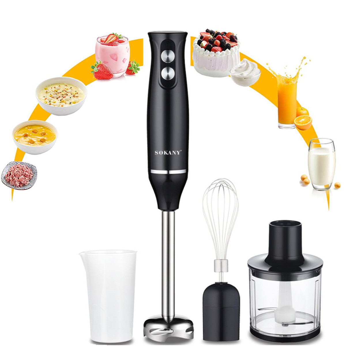 Buy SOKANY 500W 4 in 1 Electric Immersion Hand Blender Stick Mixer Set