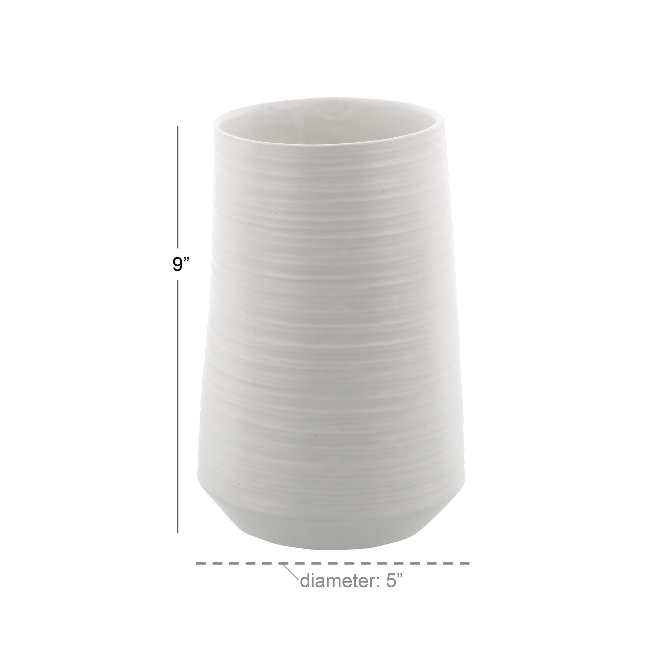 CosmoLiving by Cosmopolitan 9" Ribbed White Porcelain Ceramic Vase