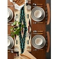 thumbnail image 2 of Turquoise Aztec Table Runner-Cotton Linen- 120 Inch Holiday Dresser Scarves, Boho Southwestern Vintage Tribal Ethnic Tablerunner for Kitchen Coffee/Dining Living Room Dinner Scarf Décor 13x120, 2 of 9
