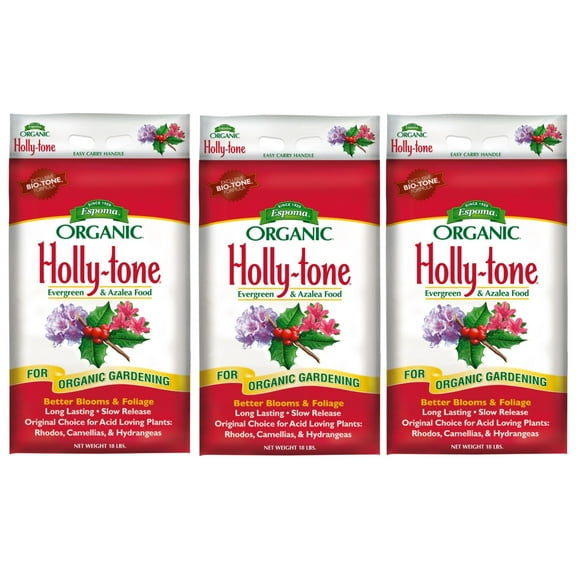 Espoma Organic Holly-tone 4-3-4 Natural & Organic Evergreen & Azalea Plant Food for all Acid Loving Plants, Like Rhododendrons & Hydrangeas, 18lb (Pack of 3)