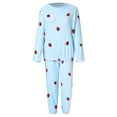 thumbnail image 5 of Arlun Womens Casual Pajamas Sets Coral Long Sleeve Crewneck Tops and Wide Leg Elastic Waist Long Pants Cute Printing Sleepwear 2 Piece Sets Sleepwear Loungewear Pjs Blue One Size, 5 of 7