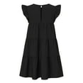 thumbnail image 3 of Maternity Dresses Casual Babydoll Dress Ruffle Short Sleeve A-Line Flowy Tiered Tunic Mini Dress, 3 of 4