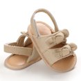 thumbnail image 3 of Odeerbi Babies First Walkers Baby Girls Sandals Stripe Solid Color Summer Flat Shoes Infant First Walkers, 3 of 9