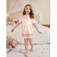 thumbnail image 3 of Oudiya Girls 2 Piece Pajamas Set Silk Satin Button Down Pjs Ruffle Sleepwear for Kids 5-13Y, 3 of 6