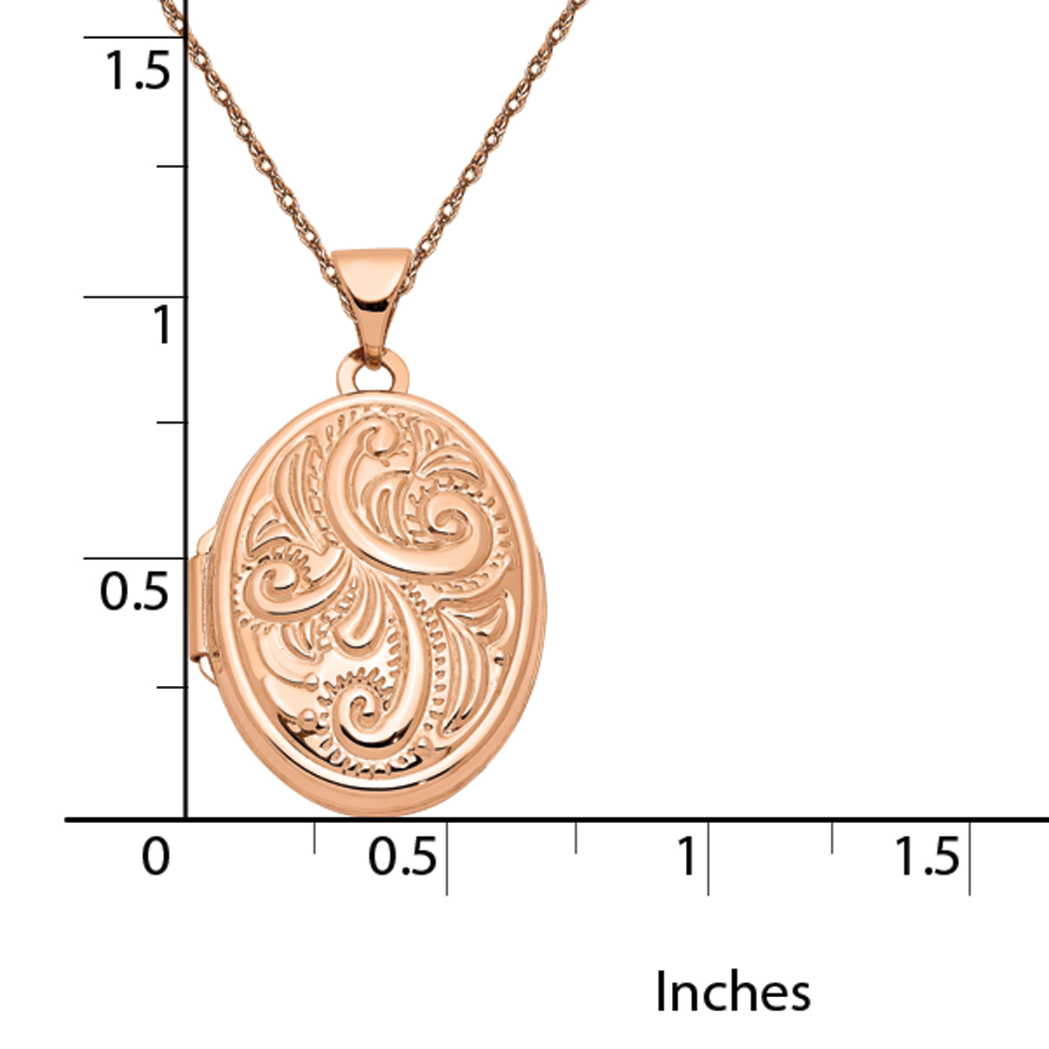Primal Gold 14 Karat Rose Gold Domed Oval Locket with 18-inch Cable Rope Chain - image 2 of 4
