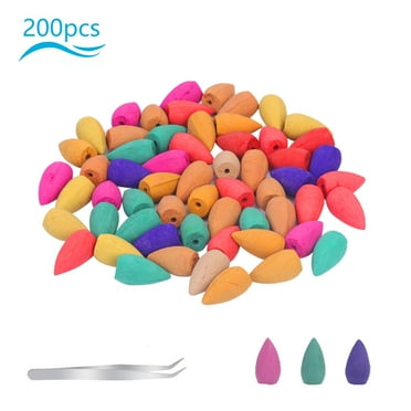 Backflow Incense Cones 200 Pcs 6 Mixed Natural Scents - Sandalwood-Ocean-Lemon-Rose-Lavender-Jasmine for Relaxation, Purification, Meditation, Yoga Gift