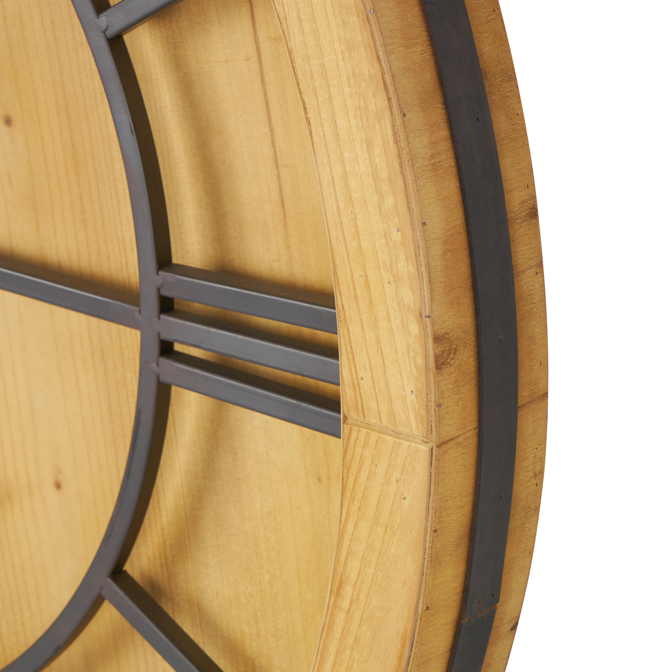 DecMode 40" Brown Wooden Large Wall Clock with Black Metal Framing
