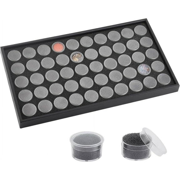 50 Grids Plastic Loose Diamond Storage boxes Gemstone Display Case with Clear Window and Sponge inside Black 37.5x21x2.5cm Plastic