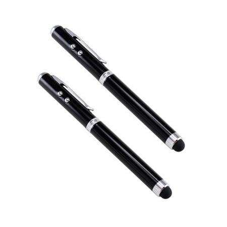 Stylus Pen [2 Pcs], 4-in-1 Touch Screen Pen (Stylus + Ballpoint Pen + LED Flashlight + Pointer) For Smartphones Tablets iPad iPhone Samsung LG Sony