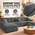 thumbnail image 6 of DTTRA 130" U-Shaped Boneless Modular Sectional Sofa with Double Chaise, 6 Seats, Corduroy, Gray, 6 of 8