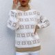 thumbnail image 2 of Suéter Suelto Gibobby con Estampado navideño Casual de punto de Bloque de Color navideño para mujer con cuello y rayas Beige L, 2 of 5