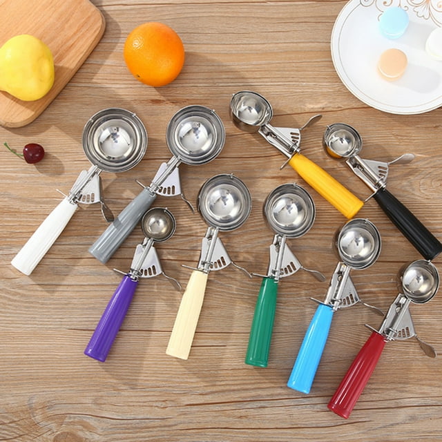 Iumwxz Spoons Ice Cream Sc Oop Sc Oop Stainless Steel Ice Cream Sc Ooper with T Rigger Cutlery Set Wr Abs+Stainless Steel Rollbacks on Essentials