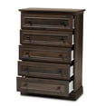 thumbnail image 2 of Baxton Studio Commode en Bois Nolan Hazel Finition Noyer Brun 5 Tiroirs, 2 of 9