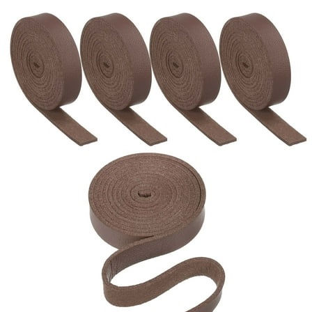 Uxcell 3/8" Flat Leather Strap, 5 Pcs 40" Length PU Leather Strip for Crafts, Brown