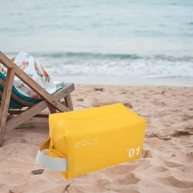Neceser de viaje Yinane bolsa de aseo bolsa de viaje para hombres y mujeres bolsa de cosméticos Amarillo