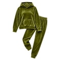 thumbnail image 6 of AVRNLIQ Women's Velour Tracksuit 2‑Piece Set Long Sleeve Hoodie with Kangaroo Pocket & Elastic Waist Jogger Pants Soft Velvet Loungewear Outfit for Casual Daily Wear, 6 of 7