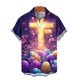 thumbnail image 2 of Ceisia Easter Graphic Print Shirt Men's Relaxed Fit Short Sleeve Button-Down Casual Top with Pocket Purple M Gifts, 2 of 4