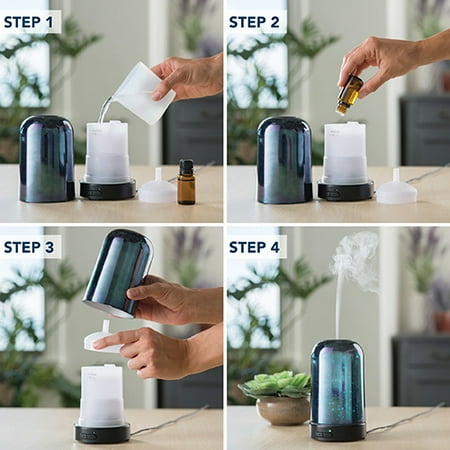 Airome 100 mL Hand Blown Glass Ultrasonic Essential Oil Diffuser, Aegean Blue