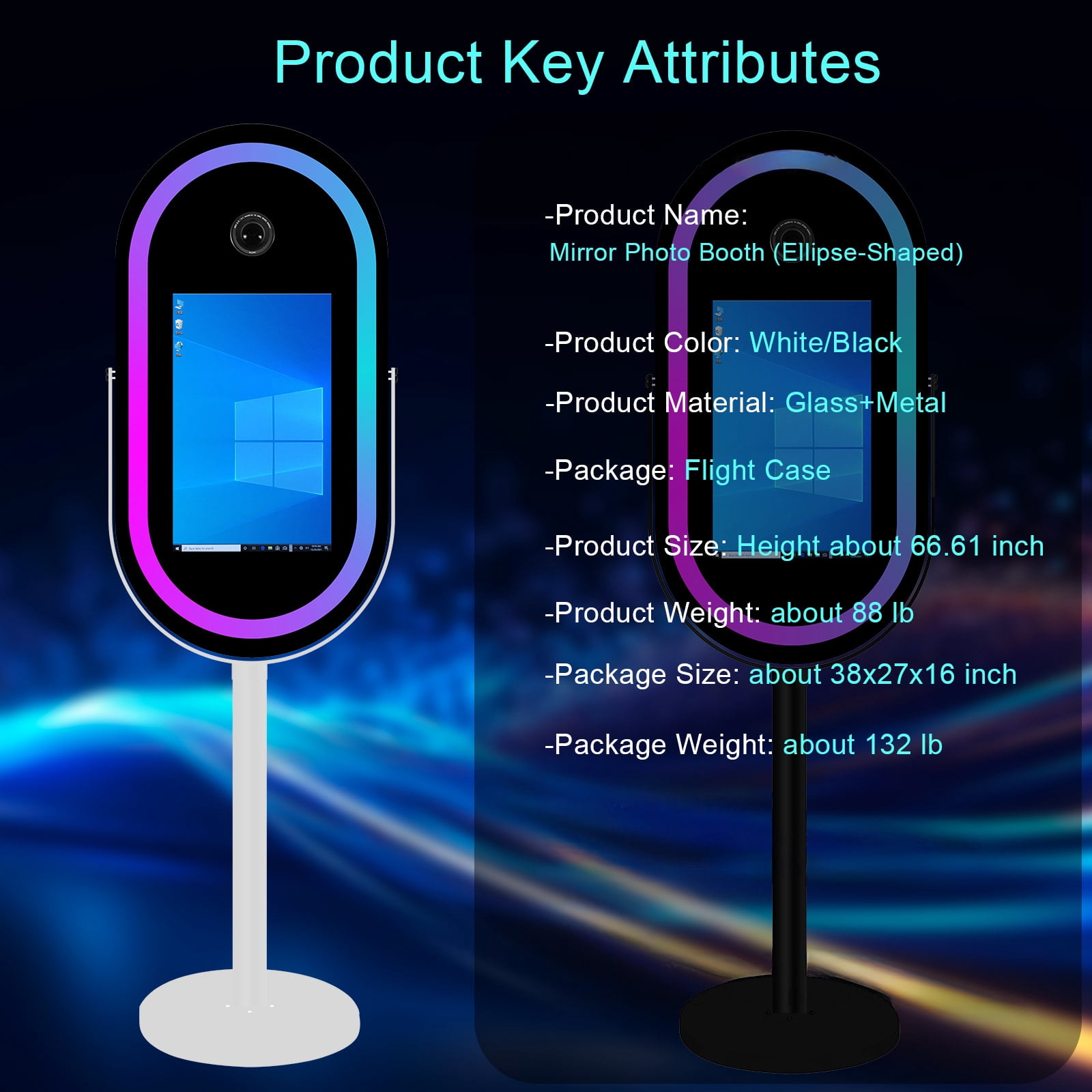 Mirror Photo Booth with 21.5''LCD Touch Screen Portable Magic Mirror Selfie for Wedding Party Event