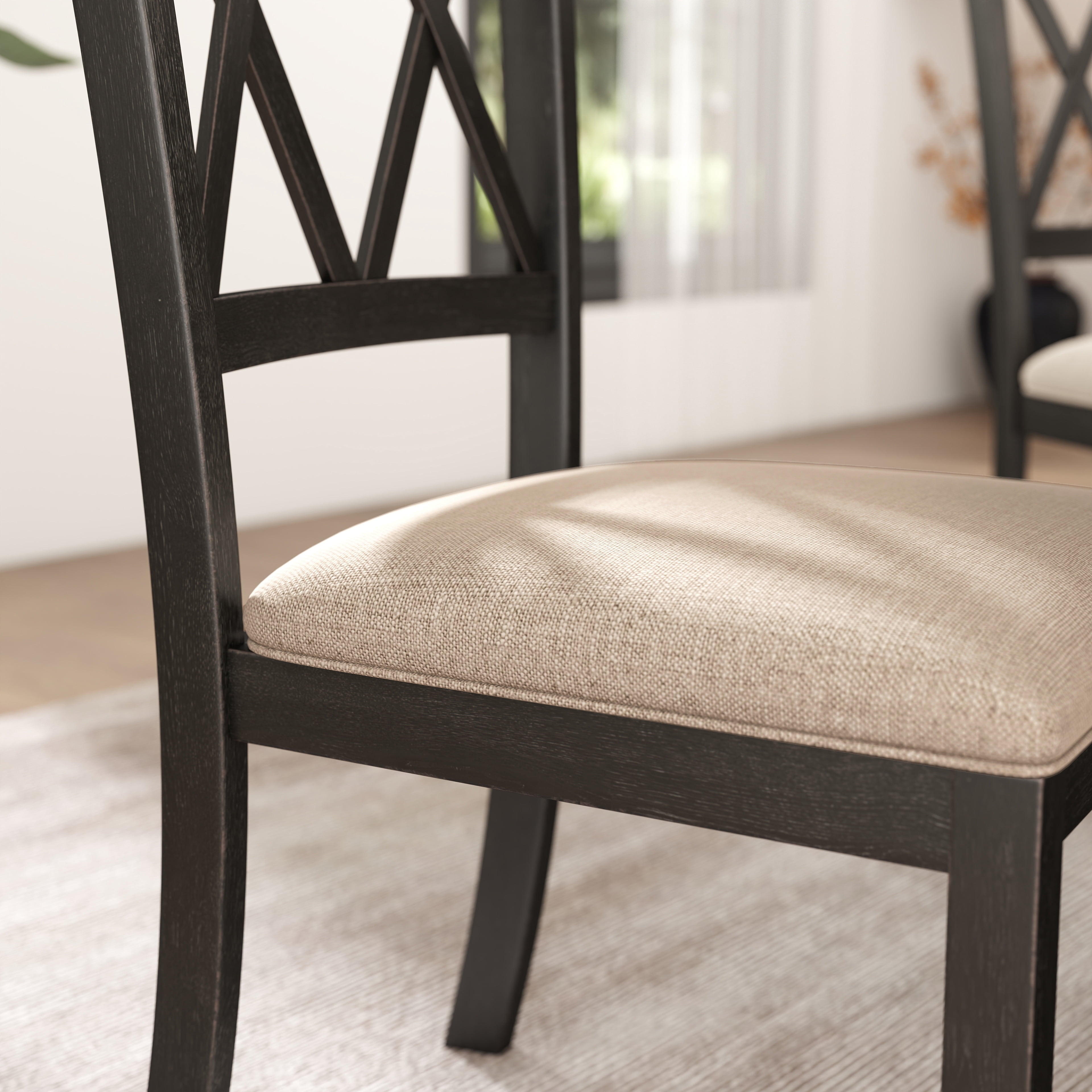Roundhill Furniture Havre Dining Set, Pedestal Round Table with 4 Chairs