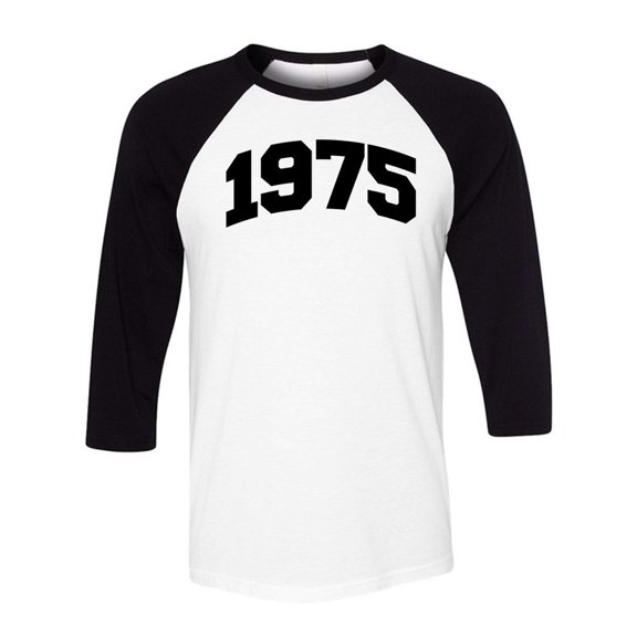1975 College Style Three-Quarter Raglan Sleeve Baseball Shirt Unisex Small White/Black