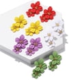 thumbnail image 2 of Pendientes verdes japoneses y coreanos, pendientes creativos de flores dulces, pendientes de perlas de flores con pintura en aerosol a la moda Rojo Verde, 2 of 4