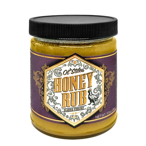 Ol' Stiles Honey Rub Classic Poultry-Creamed Honey Infused with Spices-Pairs Well With: Marinade Rub, Glaze or Finishing Sauce for your Meats, Vegetables and More.