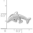 thumbnail image 4 of 14k White Gold Diamond Dolphins Chain Slide Natural Diamonds, 4 of 6