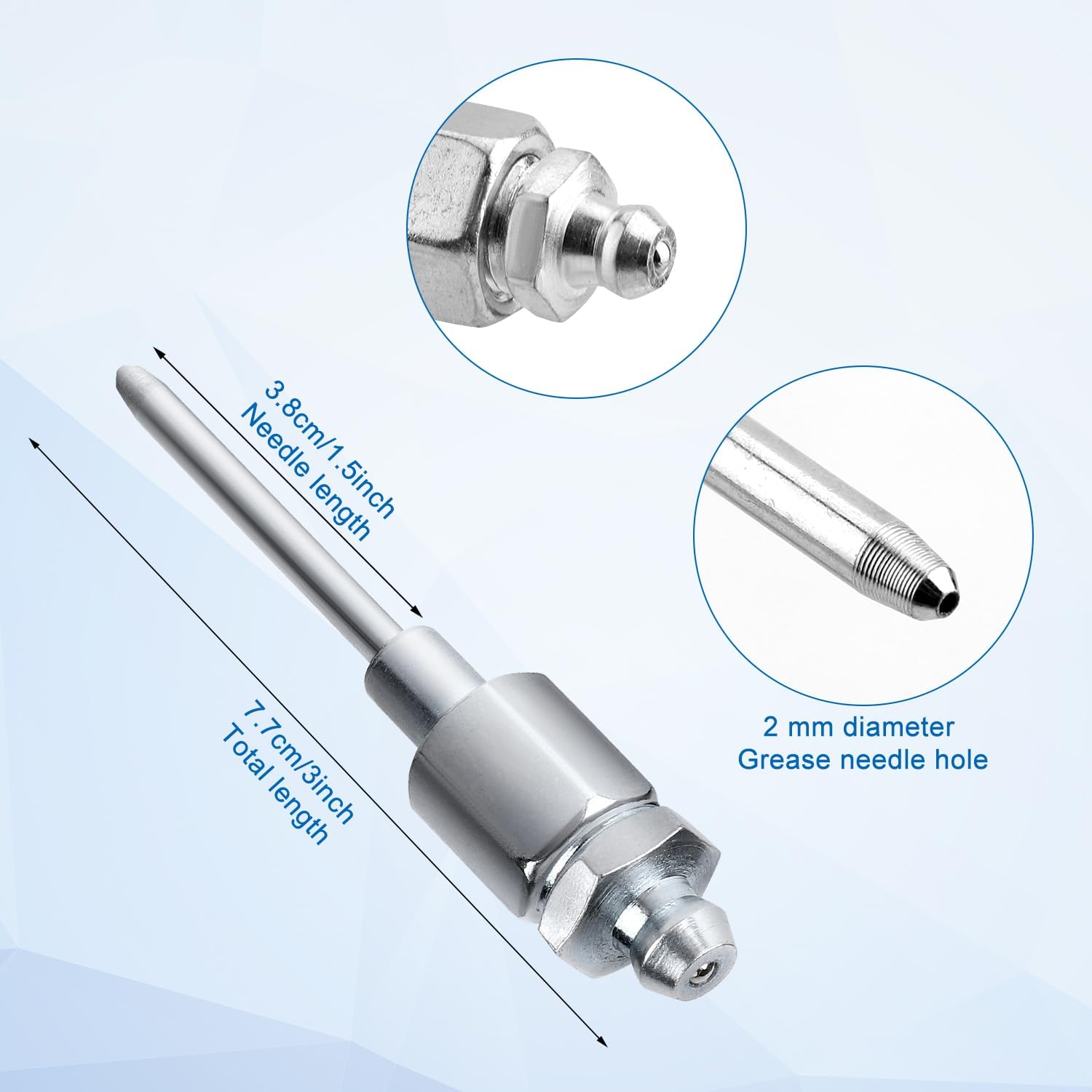 Kit 7 Pièces Accessoires Pour Pistolet à Graisse - Buses Aiguille, Distributeur, Raccords Caoutchouc Pour Espaces Serrés Et Profonds - 5