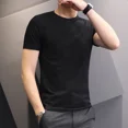 thumbnail image 4 of Camiseta blanca y negra de manga corta para hombre, ropa ajustada con cuello redondo, camisetas de color liso, camisetas casuales para hombre, 4 of 5
