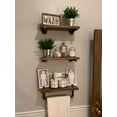 thumbnail image 4 of Industrial Pipe Shelves Wall Shelving Rustic Wood Shelf Storage Shelves 3 Tiers Wall Mount Pipe Design DIY Shelf Retro Wall Shelving (Black, 24" L), 4 of 6