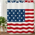 thumbnail image 3 of 4th of July No Hook Shower Curtain Waterproof, Bathroom Curtains with Snap in Liners and See Through Top Window, Red Stripes Independence Day Hotel Style Bathtub Curtains Shower 72"Wx72"L, 3 of 8
