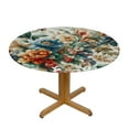 thumbnail image 3 of PIKWEEK Tablecloth Floral and Solid Accent Round Table Cover White, 3 of 8