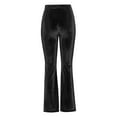thumbnail image 4 of Women's Trendy Velvet Striped Slim Fit High Waist Single Button Flared Leg Solid Stretchy Long Skinny Pants Black,2XL, 4 of 7