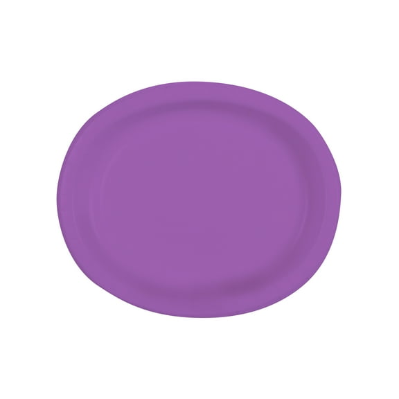 Oval Paper Plates, 12 in, Purple, 8ct