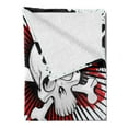thumbnail image 2 of Halloween Soft Flannel Fleece Throw Blanket, Skull with Crossed Bones over Grunge Background Evil Scary Horror Graphic, Cozy Plush for Indoor and Outdoor Use, 70" x 90", Pearl Red Black, by Ambesonne, 2 of 5