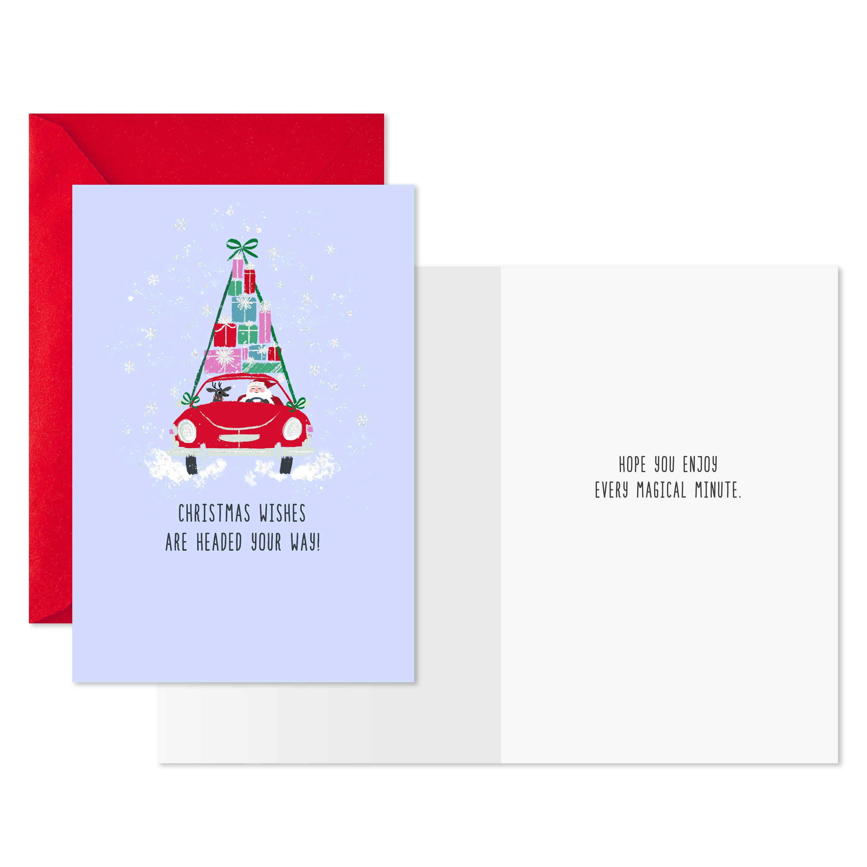 Hallmark Christmas Cards, Tree of Gifts on Santa's Car (Pack of 10 Cards with Envelopes)