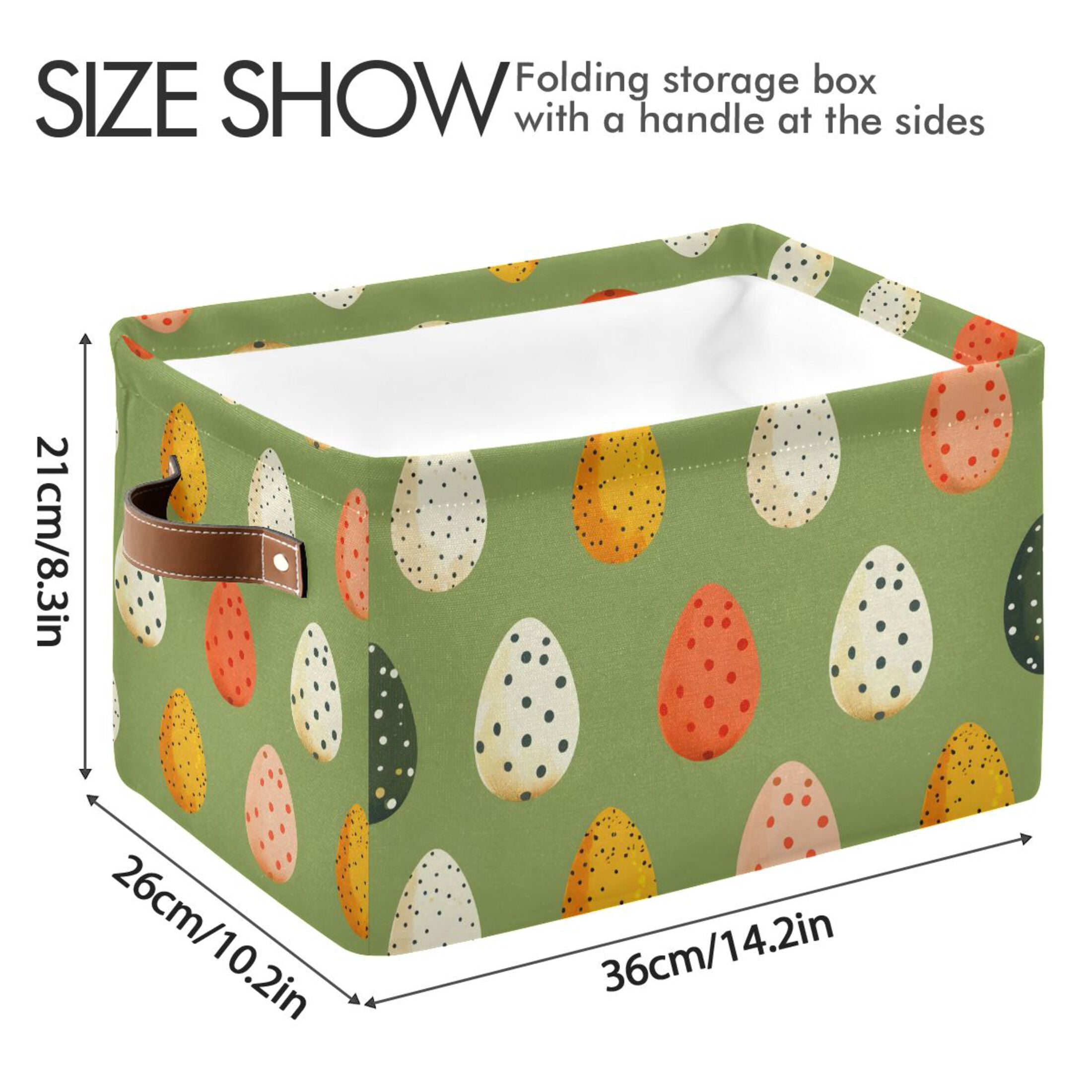 Ryvnso Easter Eggs Polka Dots Storage Basket Large Bin Foldable Boxes Toys Organizer 14.2x10.2x8.3in 2 PCs