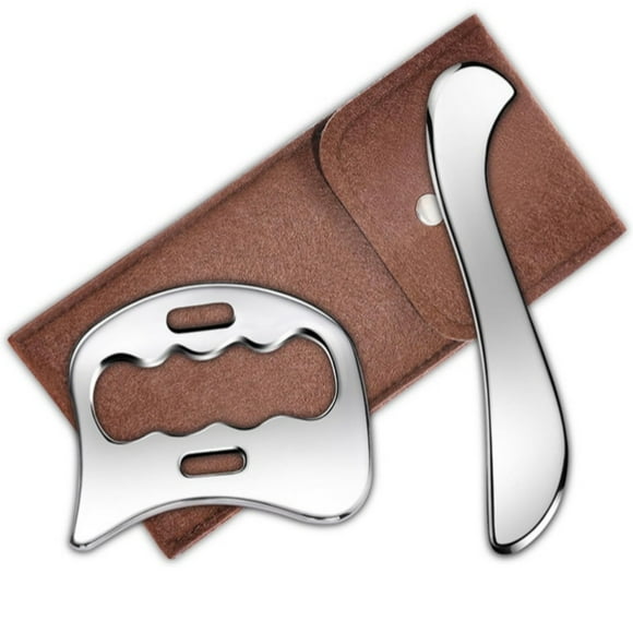 2-in-1 Stainless Steel Gua Sha Muscle Scraper Tool, Myofascial Scraping Tools for Physical Therapy, Lymphatic Drainage Massager, Soft Tissue Massage Tool
