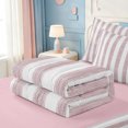 thumbnail image 5 of Erosebridal Aesthetic Abstract Stripes Zipper Twin Comforter Sets with Fitted Sheet and 2 Pillowcases,Modern Lines Zipper Bedding Set,Pink Reversible,4 Pieces, 5 of 7