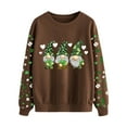 thumbnail image 5 of JTZGDY Green Shamrock Pattern Graphic T-Shirts for Women St. Patrick's Day Long Sleeve Crewneck Pullover Sweatshirts Fashion Holiday Outfit Tees Shirt Tops C-Brown M, 5 of 6