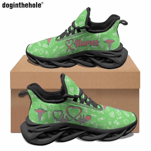 Zapatillas de deporte planas informales de verano para mujer con equipo médico Caduceus, cómodas y transpirables, con suela vulcanizada para correr